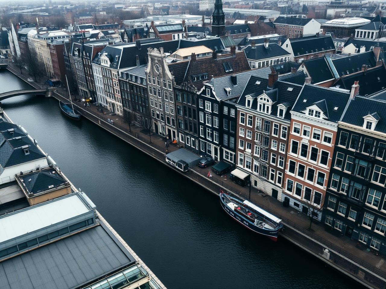 Amsterdam canal aerial