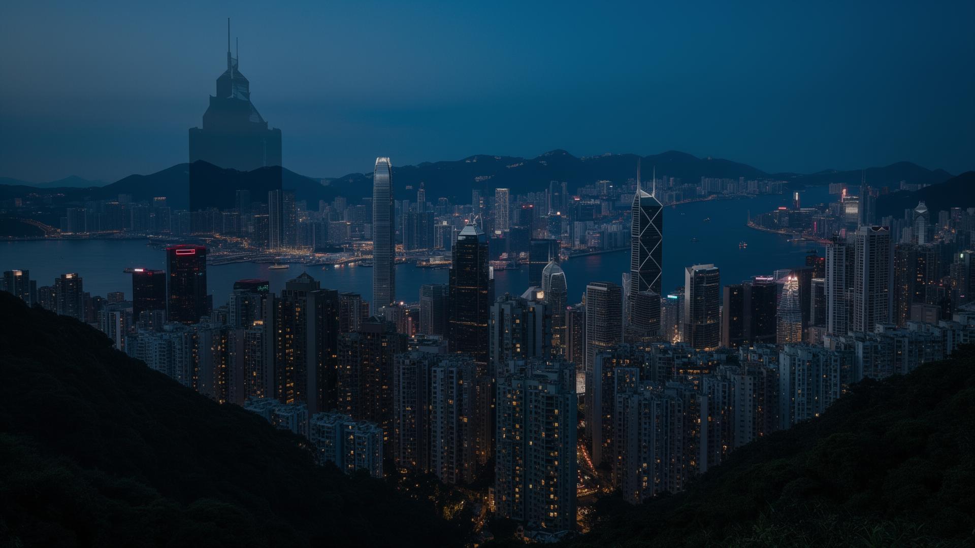 Hong Kong skyline at blue hour
